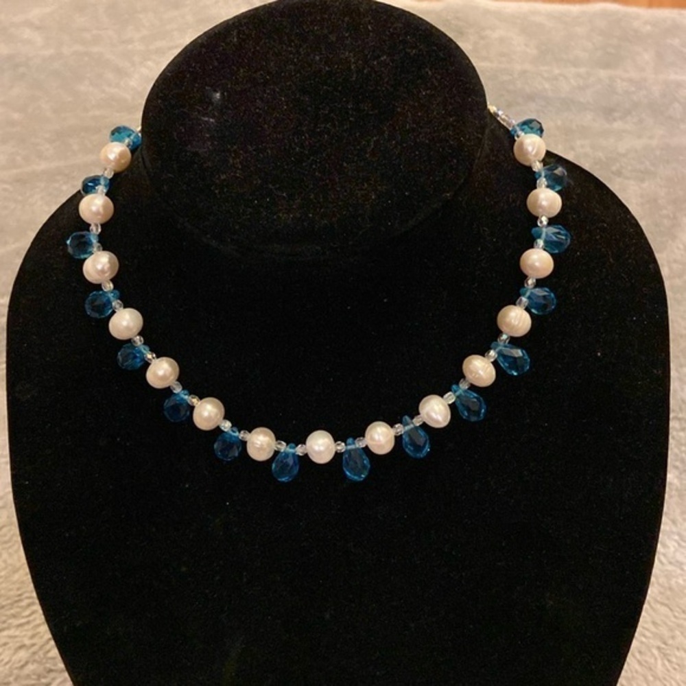 Pearls Aqua Bead Choker